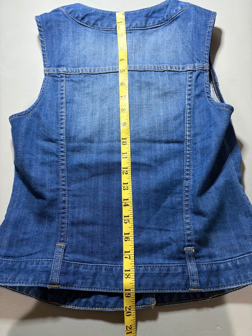 Boston Proper Blue Denim Vest with Cream Lace Trim - Picture 7 of 7
